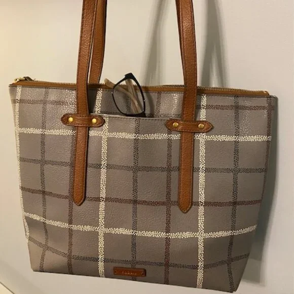 Grey Printed Fossil Tote Bag - Picture 1 of 3